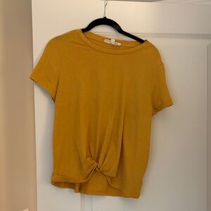 Hippie Rose Mustard Short Sleeve Knot-Front Tee